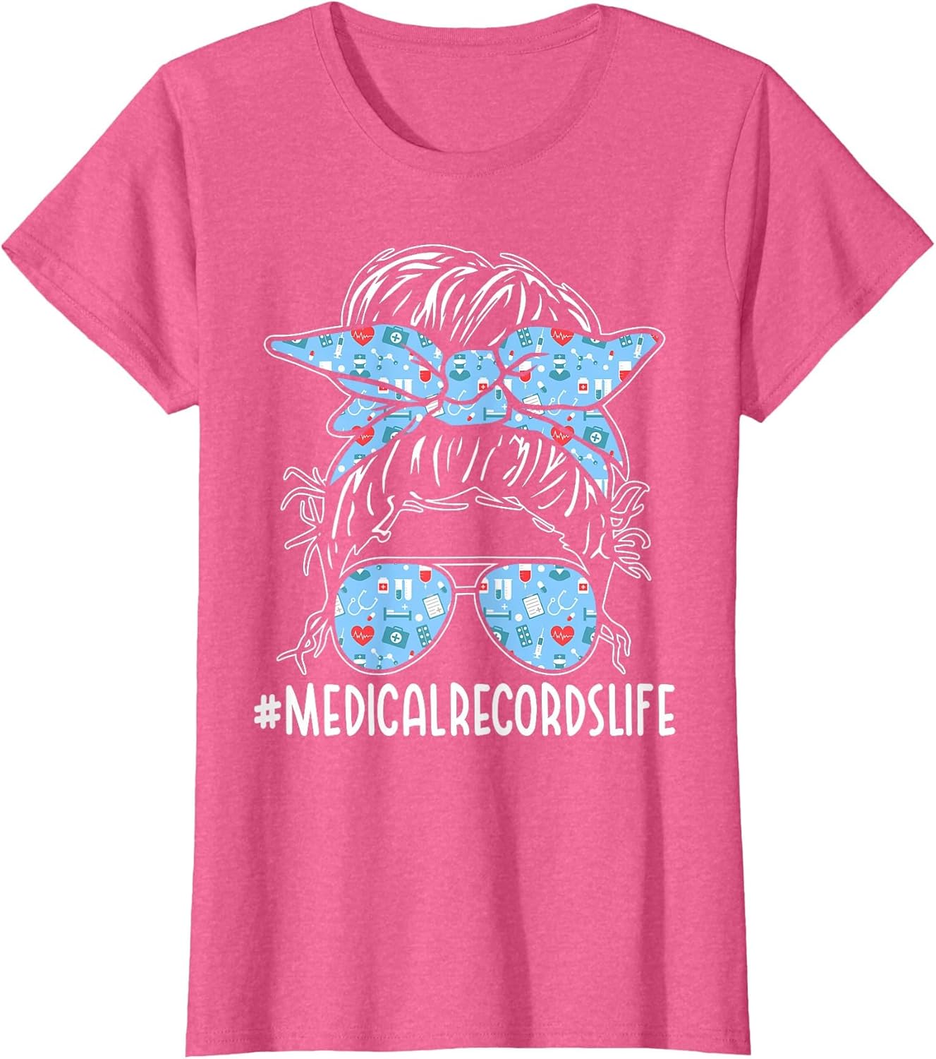 Medical Records Week Appreciation Women Messy Bun for Work
