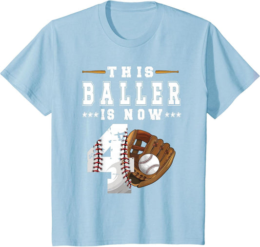 Kids 4th Birthday Baseball Boy Four Year Old Baseball Player