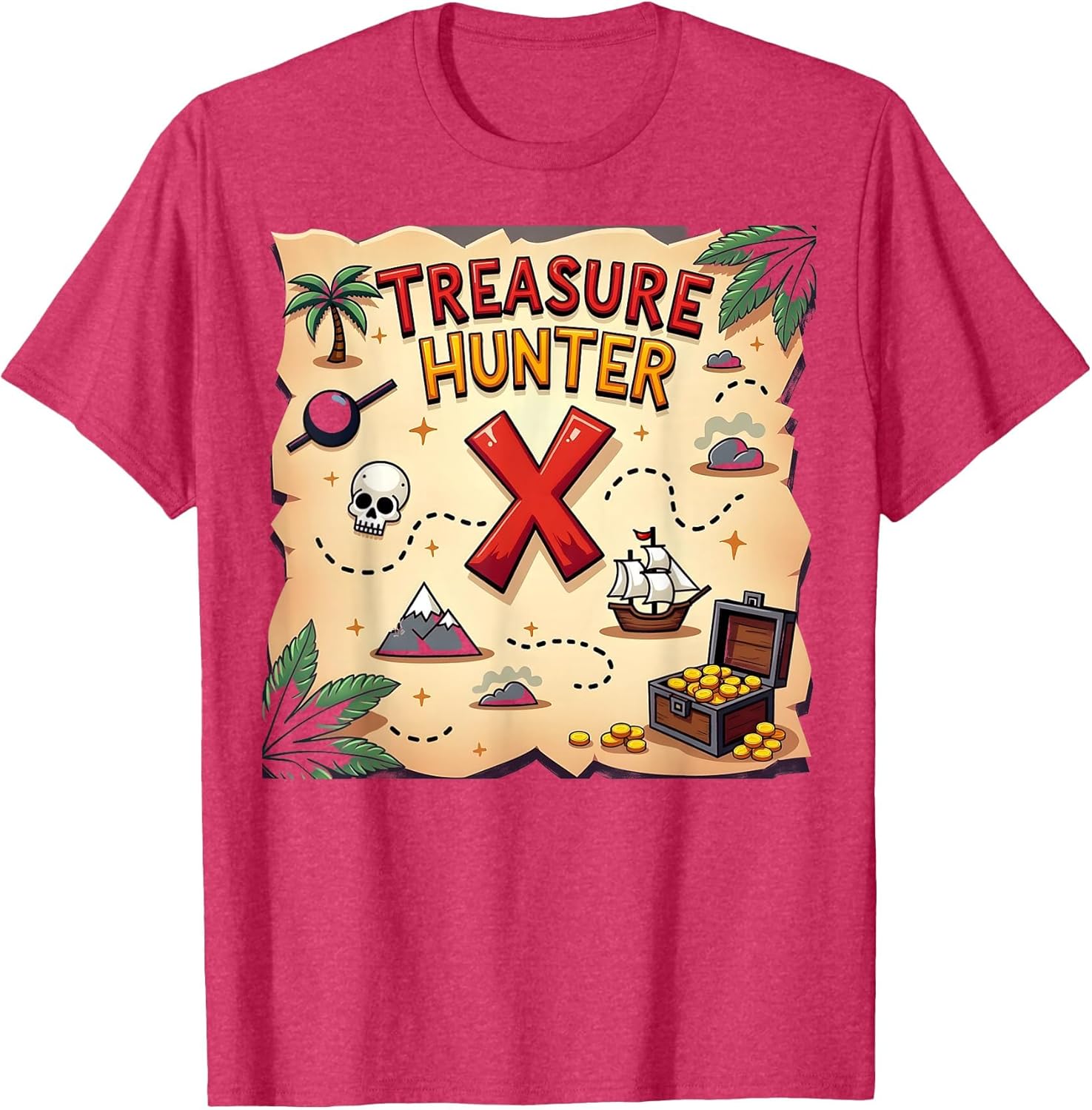 Kids Pirate Treasure Hunter Adventure Map Skull Ship Gold