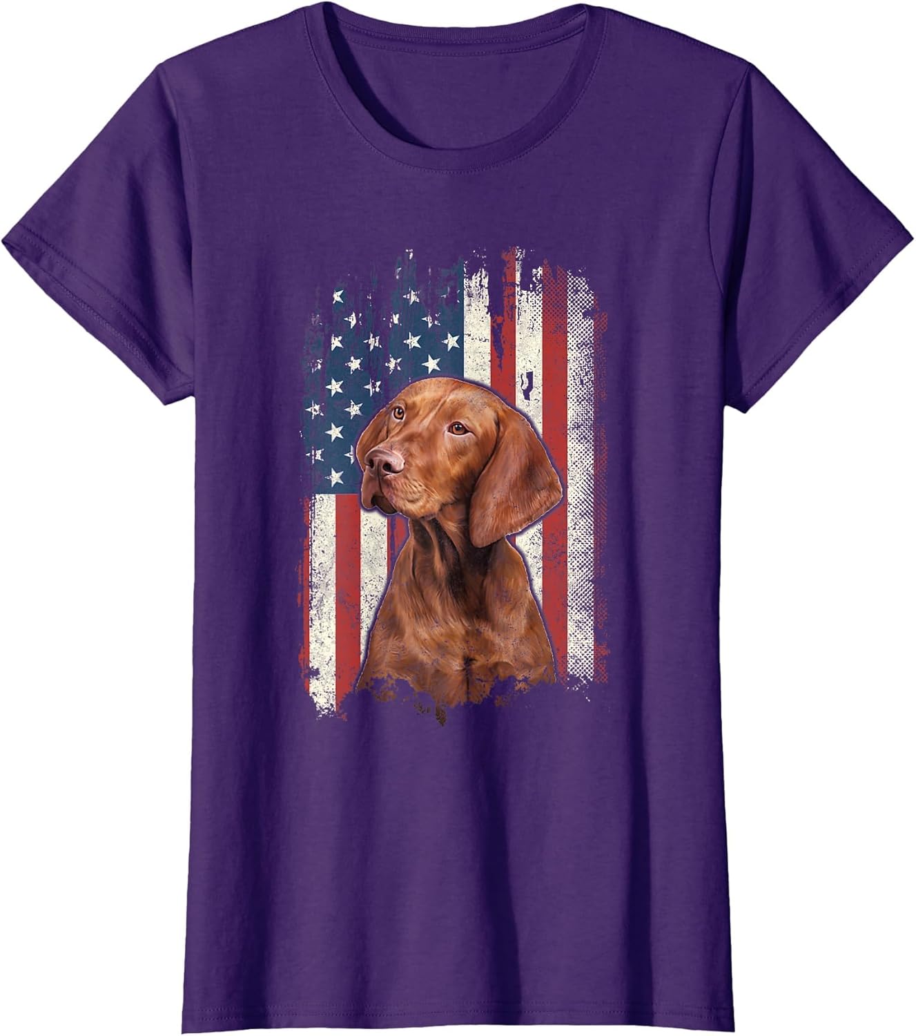 Distressed Vizsla American Flag Patriotic Dog