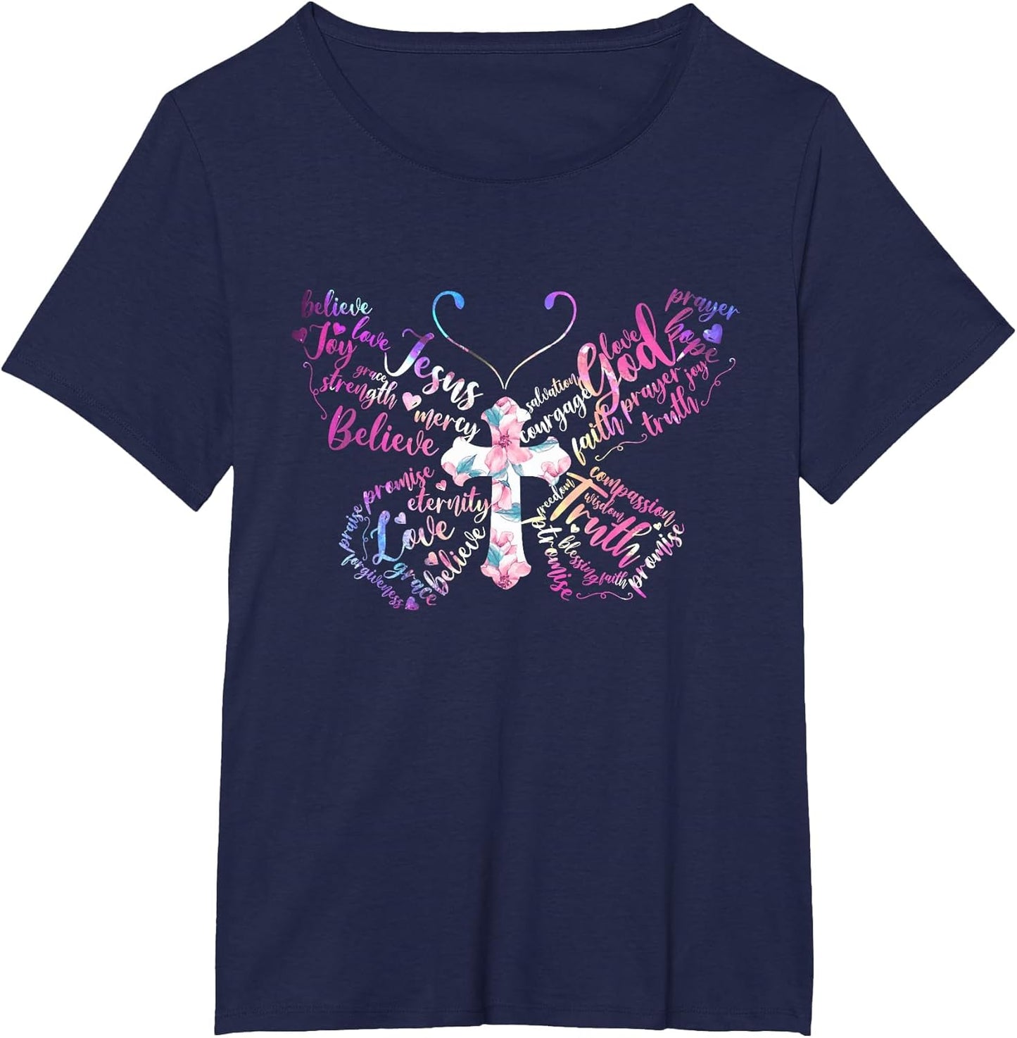 Butterfly Prayer Jesus Christian Cross Floral Pattern