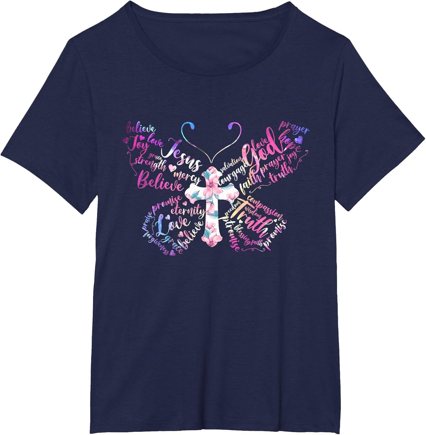 Butterfly Prayer Jesus Christian Cross Floral Pattern