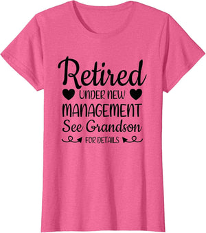 Retired Under New Management Grandson Funny Grandma Grandpa