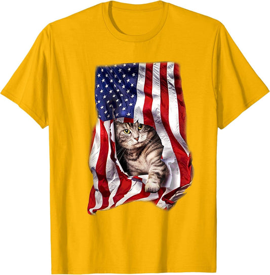 USA American Flag Cat Kitty Kitten Shirt Funny 4th July Gift