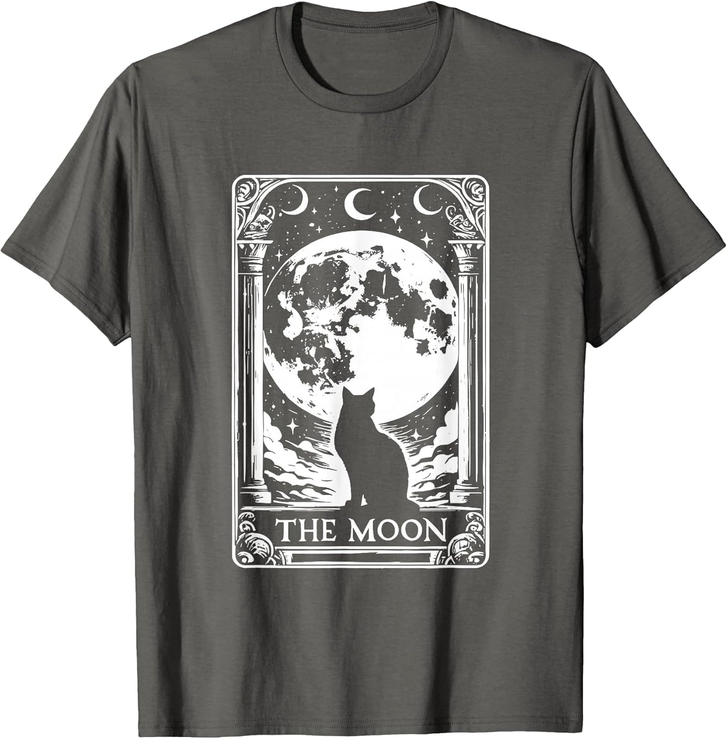 Witchy Cat Vintage Halloween Gothic The Moon Tarot Card