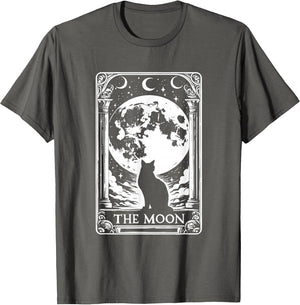 Witchy Cat Vintage Halloween Gothic The Moon Tarot Card