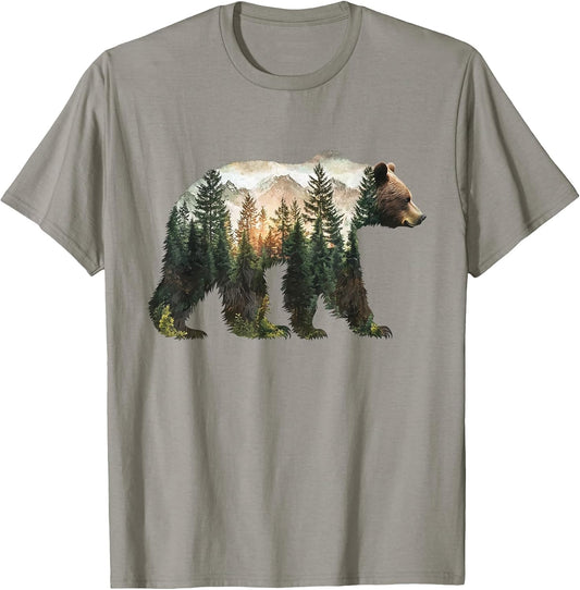 Bear Forest Mountains Trees Nature Sunset Outdoor Graphic