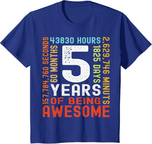 Kids 5th Birthday 5 Years Old Vintage Retro 60 Months Boy Girl