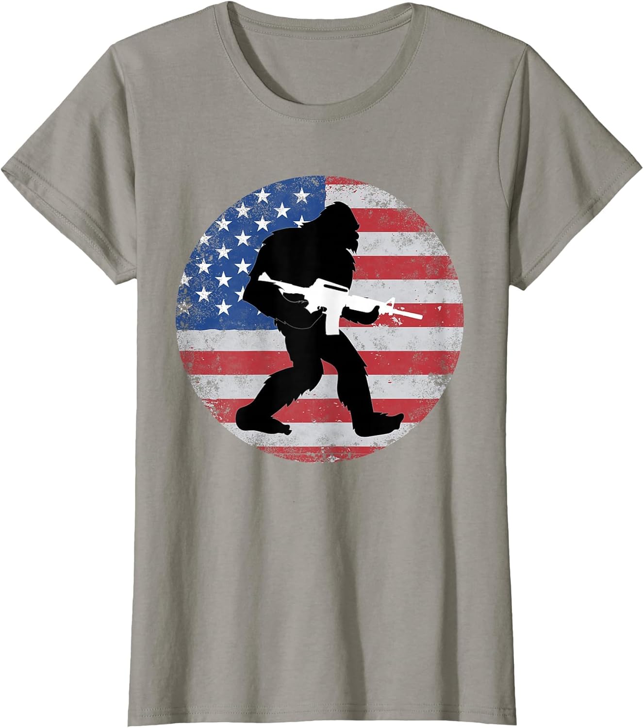 Bigfoot Gun Owner US American Flag Sasquatch AR15 Rifle