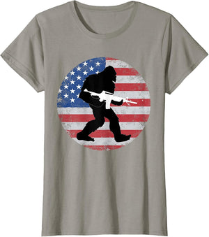 Bigfoot Gun Owner US American Flag Sasquatch AR15 Rifle