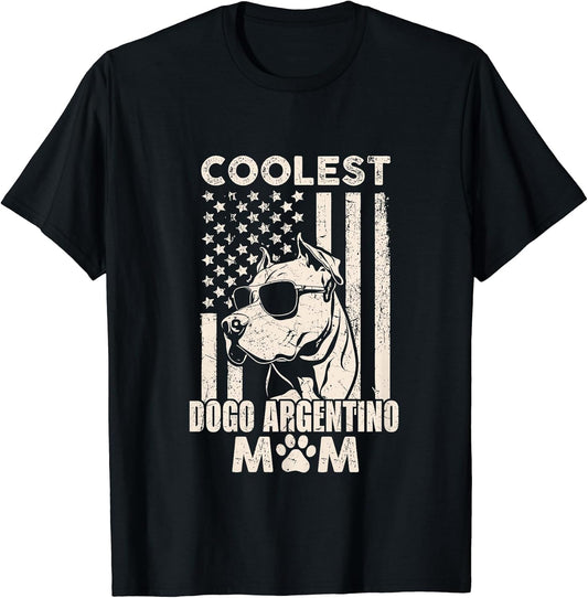 Vintage Coolest Dogo Argentino Mom USA American Flag Dog Mom Women Kids Men