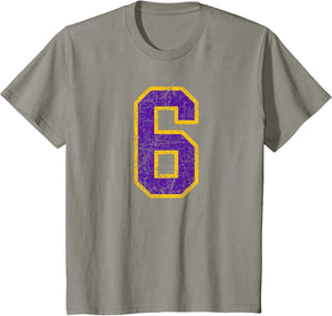 Purple Gold Number 6 Jersey Player Uniform #6 Grunge