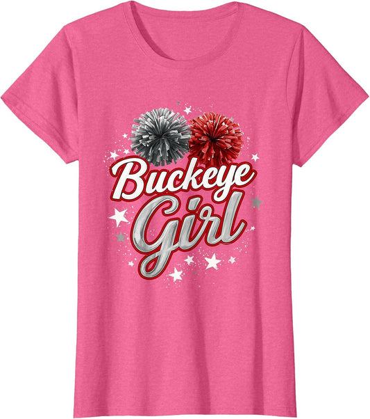 Buckeye Girl Pom-Poms Vintage Sports Ohio Home State