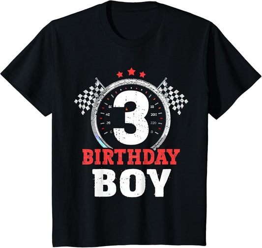 Kids Birthday Boy 3 Three Race Car 3rd Birthday Racing Car Driver