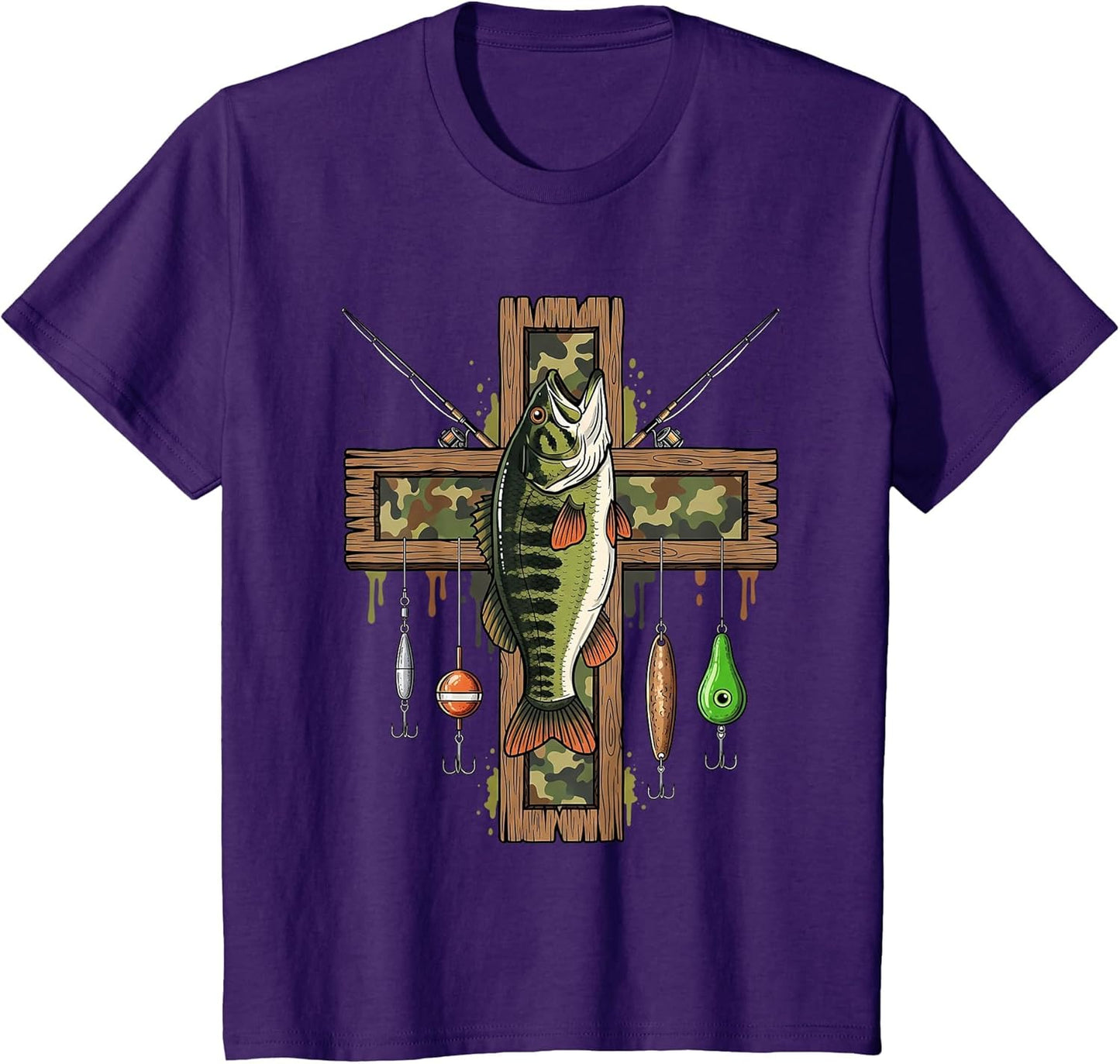 Hunting Fishing Faith Christian Camo Bass Fishing Fisherman
