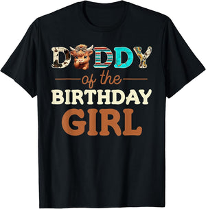 Daddy of The Birthday Girl Highland Cow Print First Bday