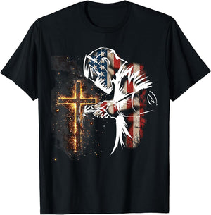 Welder American Flag Mig Tig Welding Faith Cross Christian