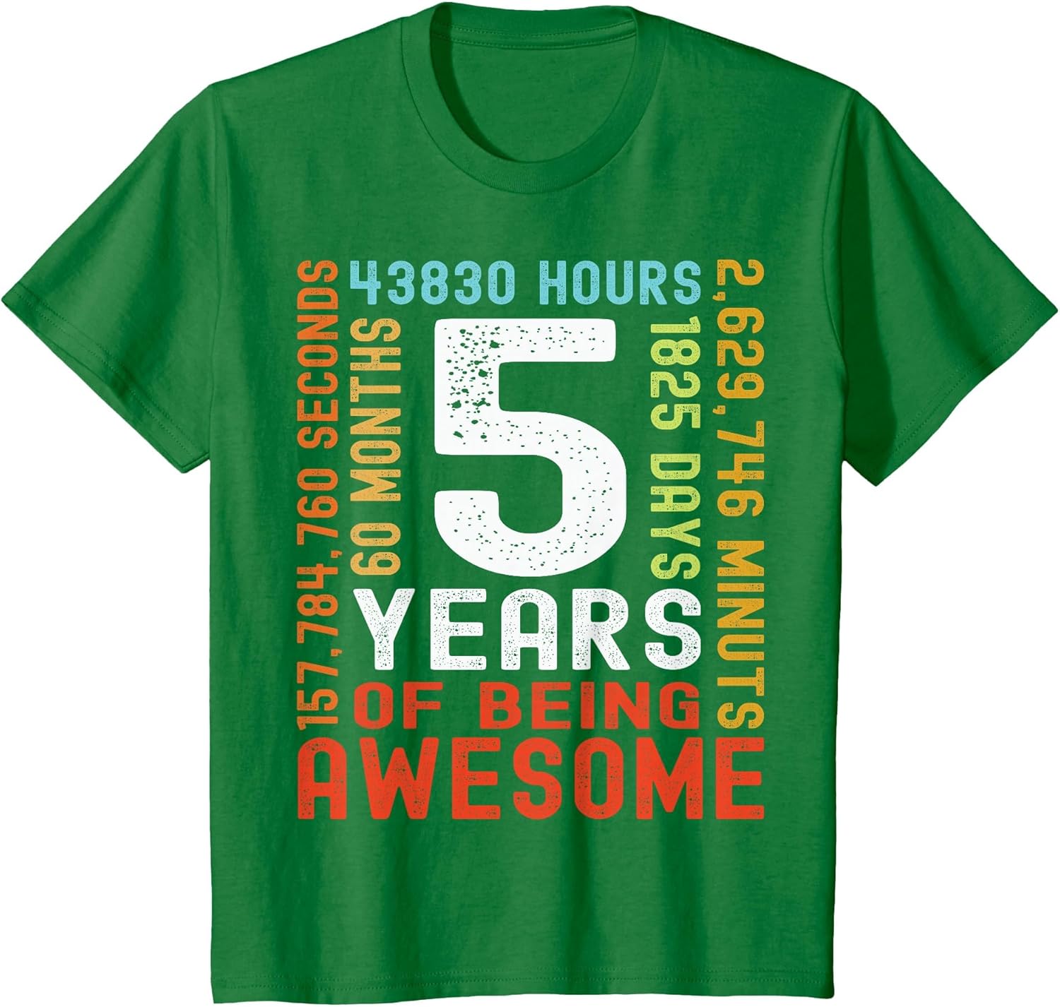 Kids 5th Birthday 5 Years Old Vintage Retro 60 Months Boy Girl