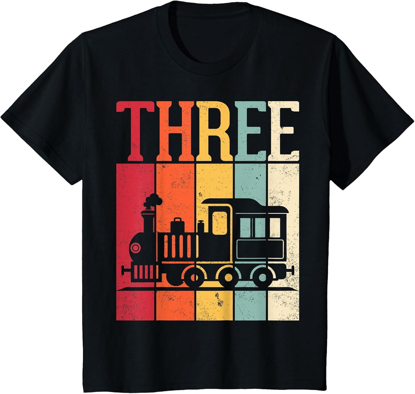 Retro Train Locomotive 3rd Birthday Three Years Old Kids