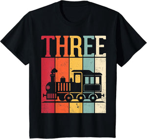Retro Train Locomotive 3rd Birthday Three Years Old Kids