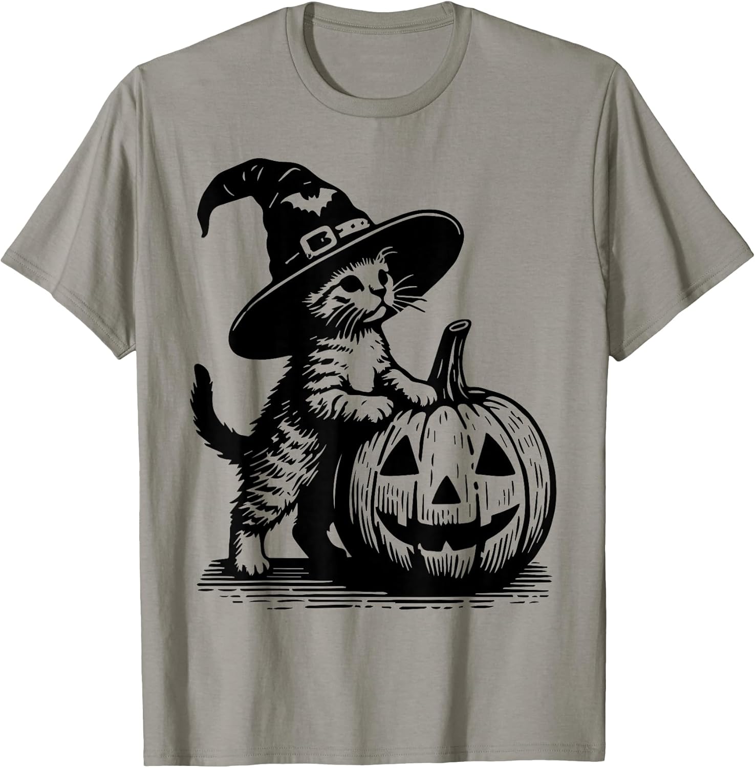 Vintage Cute Halloween Kitty Retro Witch cat Pumpkin Graphic
