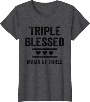Triple Blessed Mama of Three Boys Girls Kids Blessed Mom