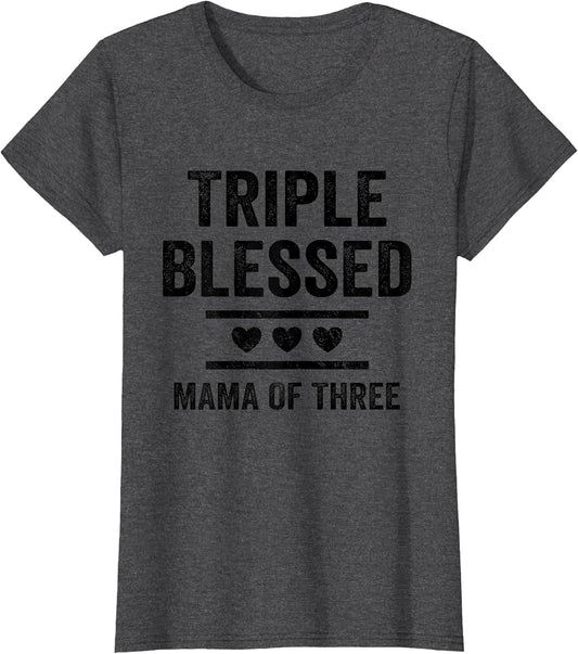 Triple Blessed Mama of Three Boys Girls Kids Blessed Mom