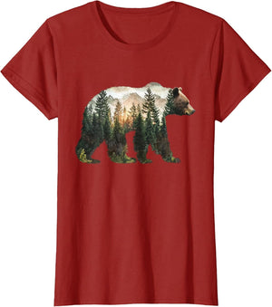 Bear Forest Mountains Trees Nature Sunset Outdoor Graphic