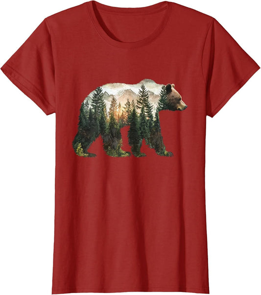 Bear Forest Mountains Trees Nature Sunset Outdoor Graphic
