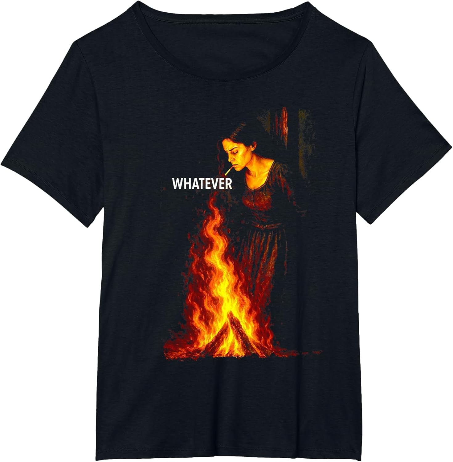 Burning Smoking Witch Pyre, Halloween Dark Humor Gothic