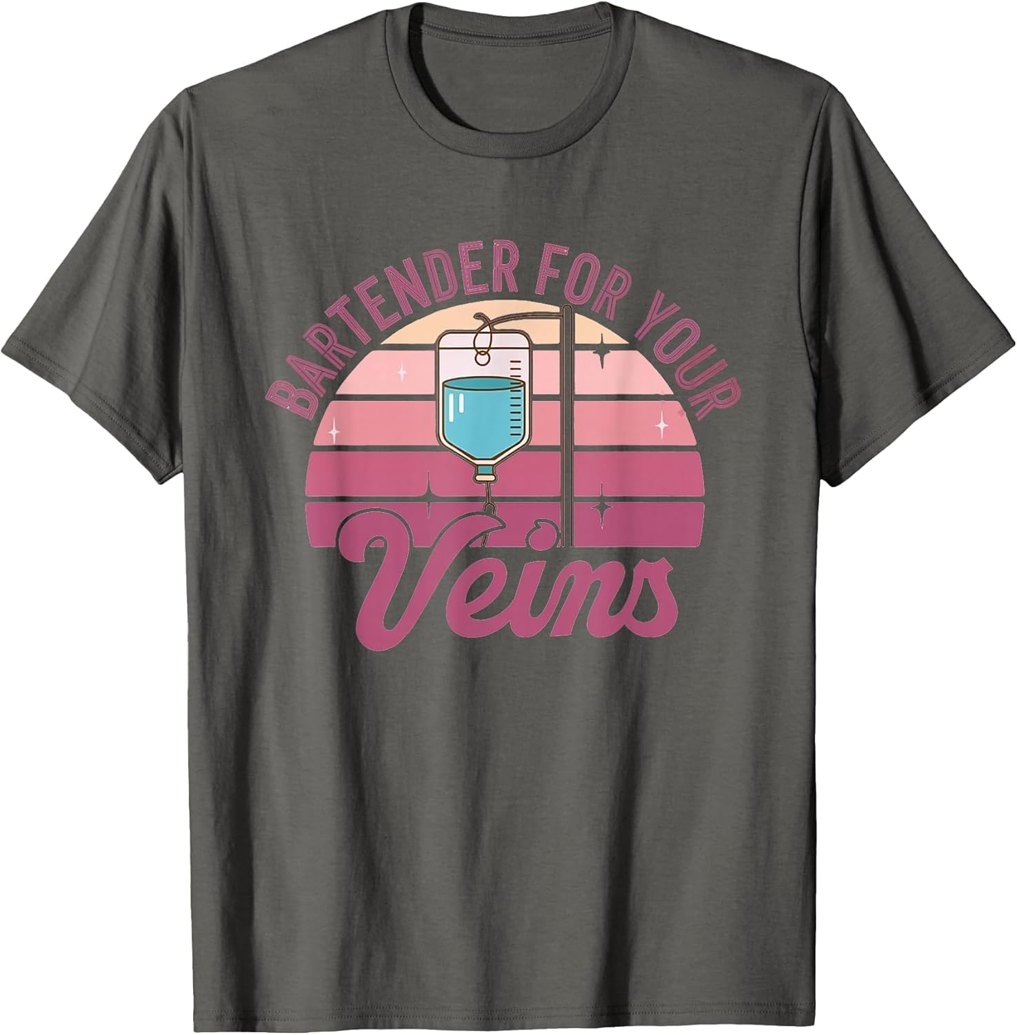 Bartender for Your Veins Intravenous Infusion Nurse IV Nurse , Men, Asphalt Grey, 4X-Large