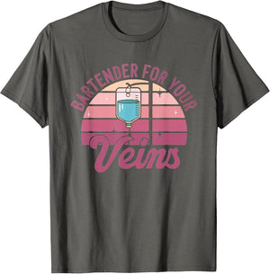 Bartender for Your Veins Intravenous Infusion Nurse IV Nurse , Men, Asphalt Grey, 5X-Large