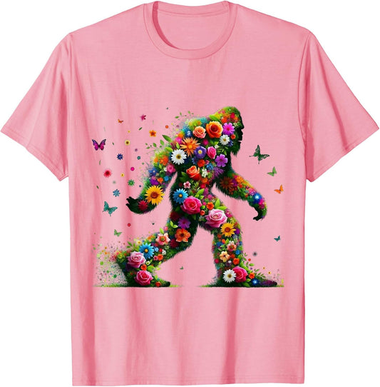 Floral Bigfoot Colorful Flower Power Hippie Sasquatch Art