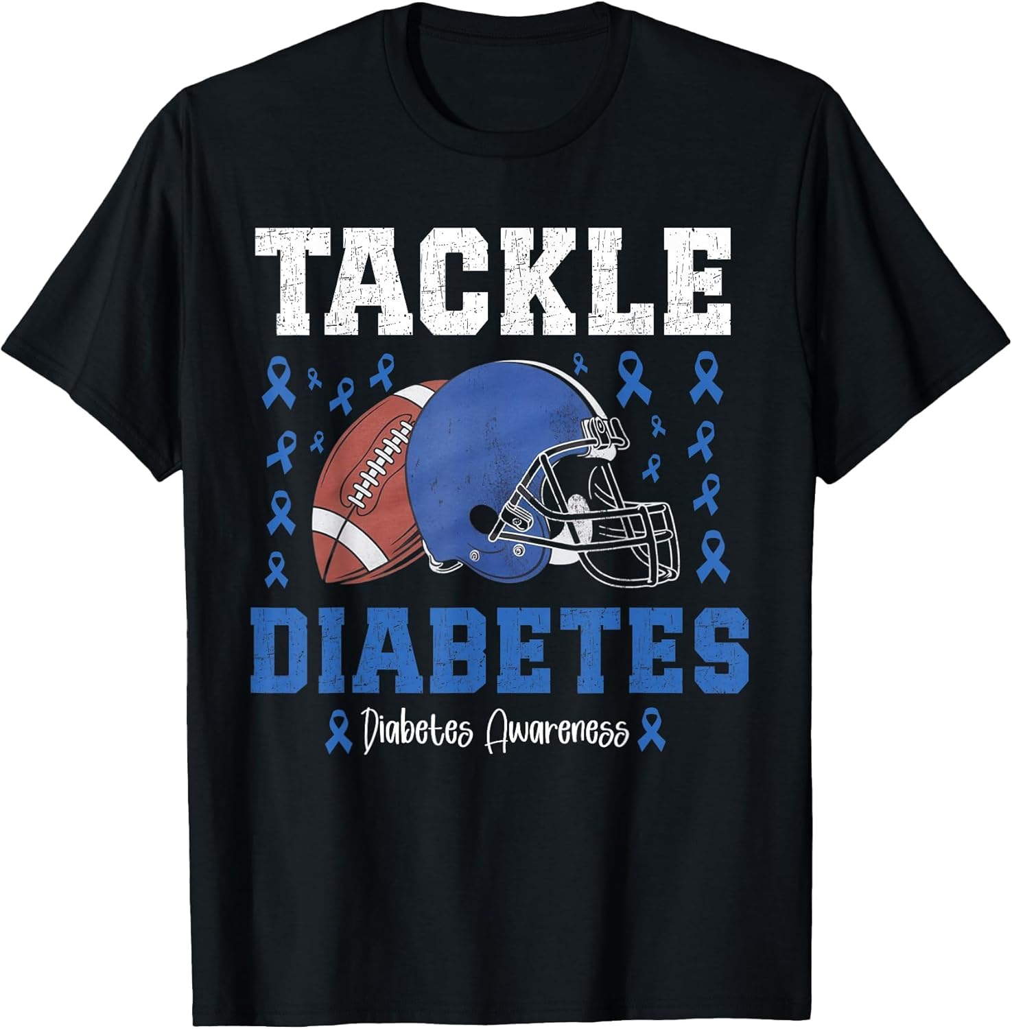 Tackle Diabetes Football Diabetes Awareness Blue Ribbon