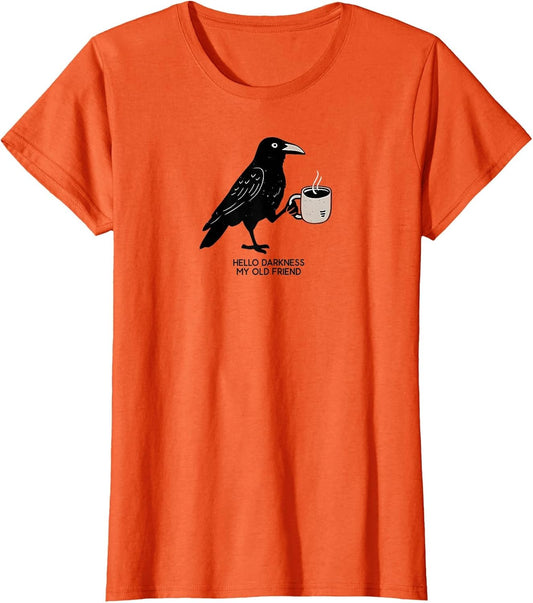 Hello Darkness My Old Friend Crow Coffee Spooky Halloween