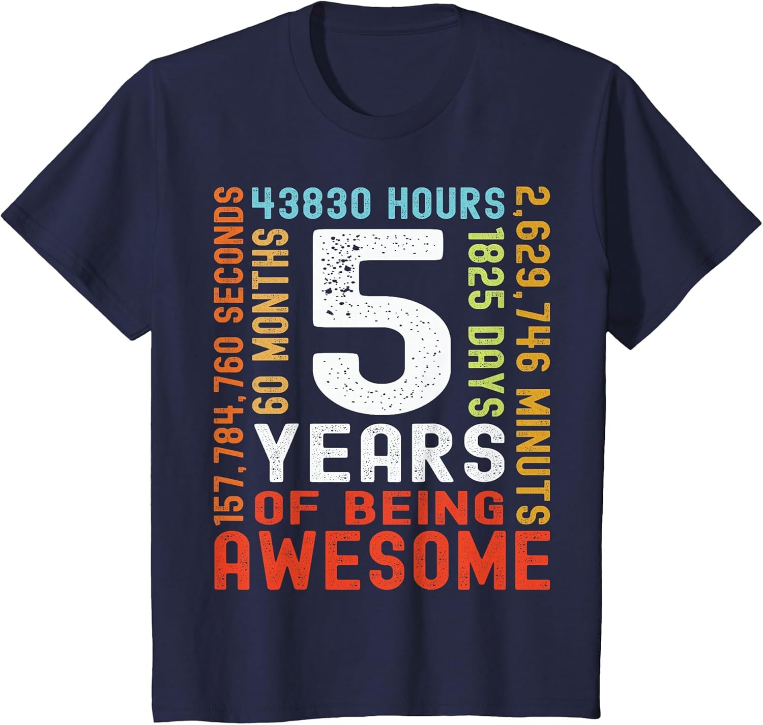 Kids 5th Birthday 5 Years Old Vintage Retro 60 Months Boy Girl
