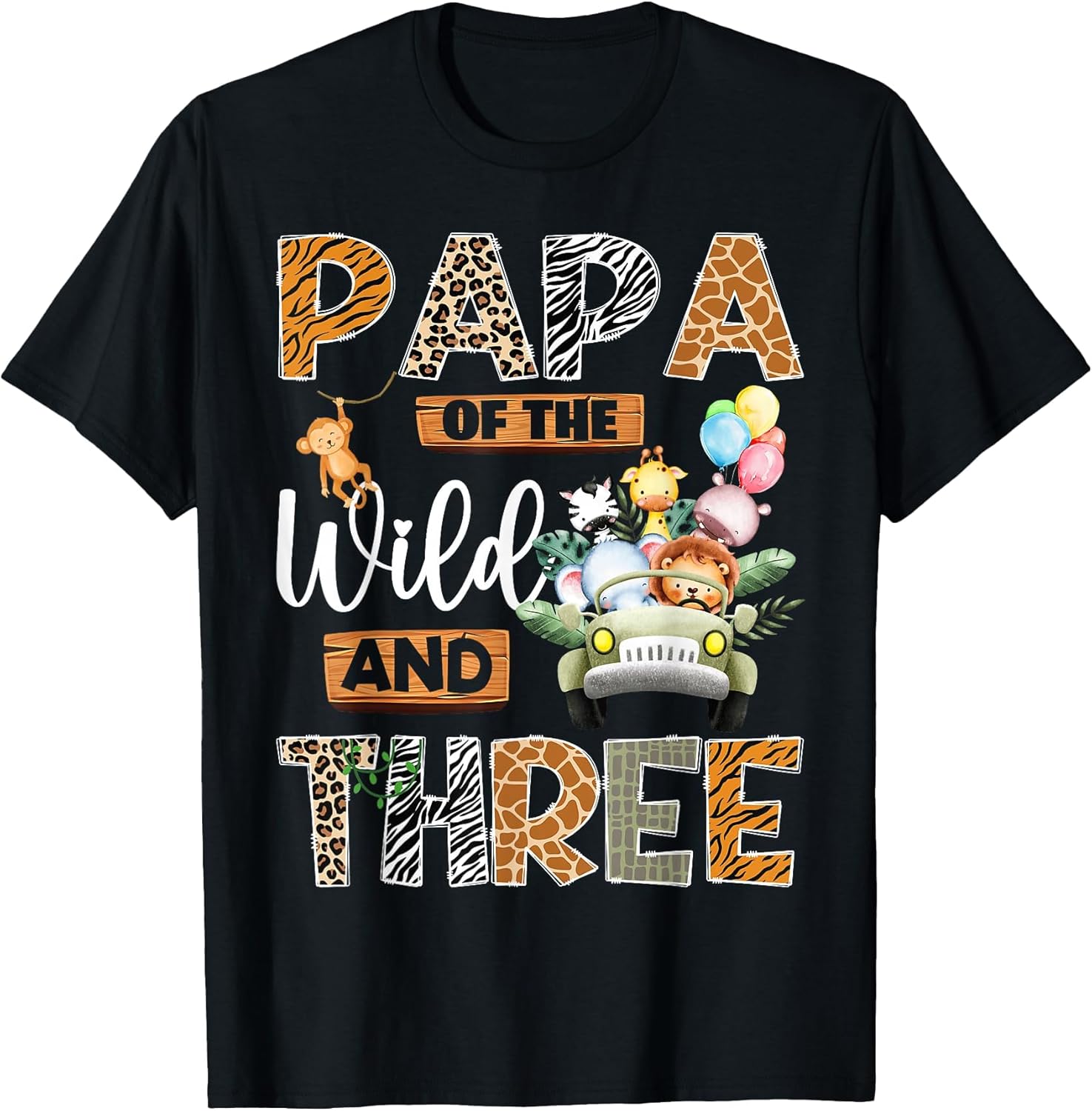 Papa of The Wild and Three 3Rd Birthday Boy Safari Truck