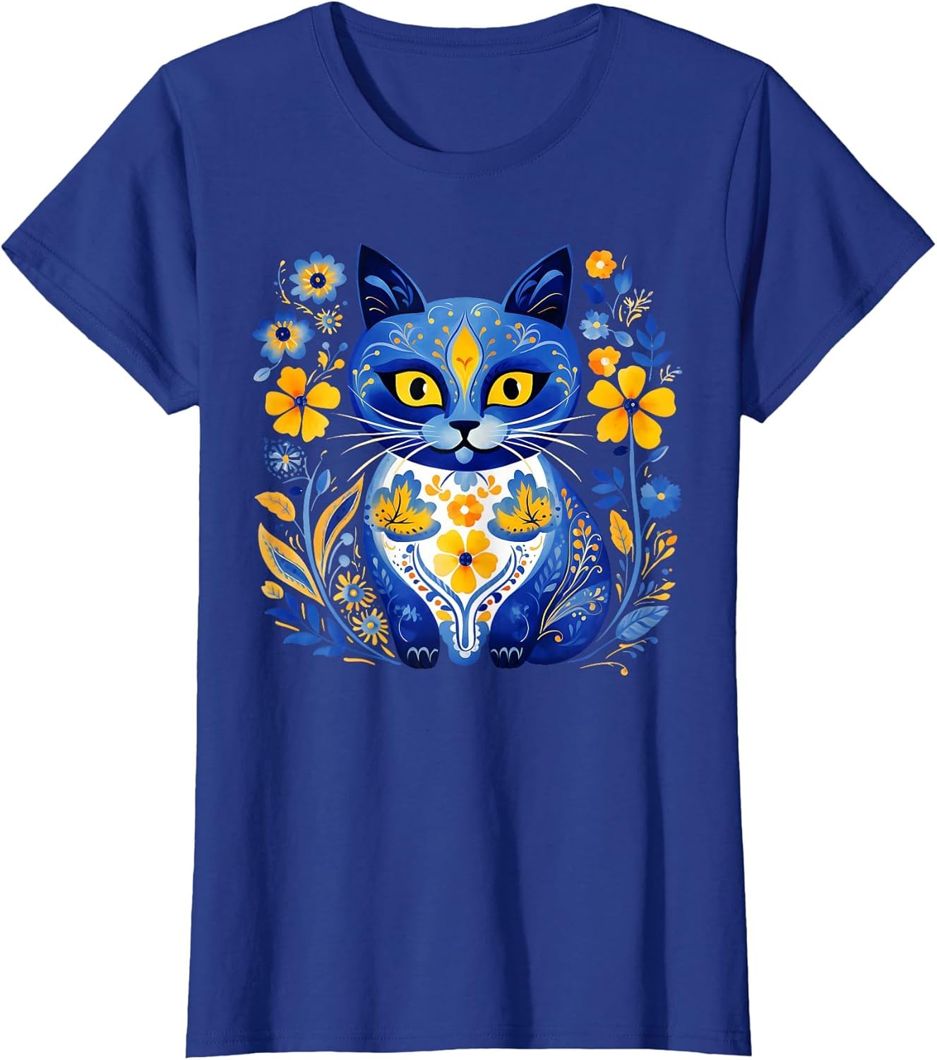 Ukraine Cat Floral Vintage Ukrainian Flag Vyshyvanka Style