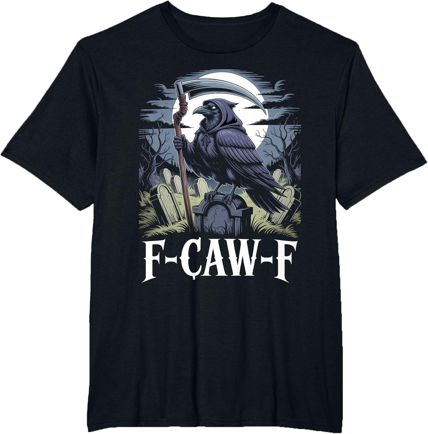 Gothic Grim Reaper Raven on Coffin Dark F-Caw-F Black Crow