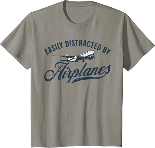 Easily Distracted by Airplanes Plane Lover Vintage Aviation