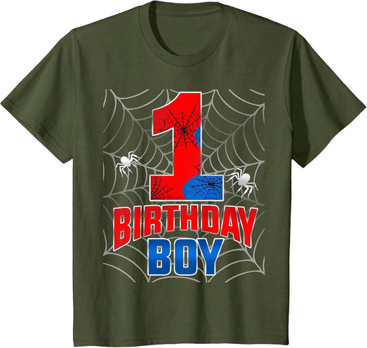 Kids 1 Year Old Shirt 1st Birthday Boy Spider One 1 Years Old