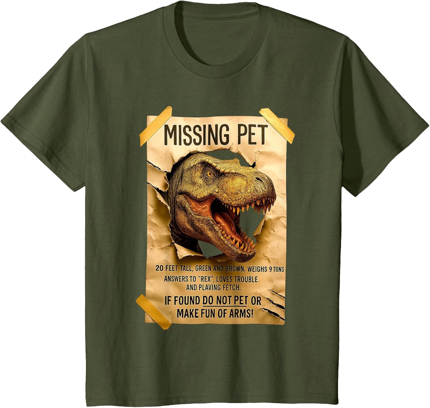 Missing Pet Dinosaur T-Rex Poster Funny Distressed Vintage