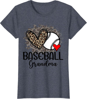 Baseball Grandma Funny Leopard Heart Proud Baseball Grandma