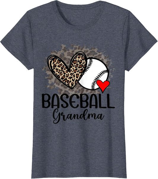 Baseball Grandma Funny Leopard Heart Proud Baseball Grandma