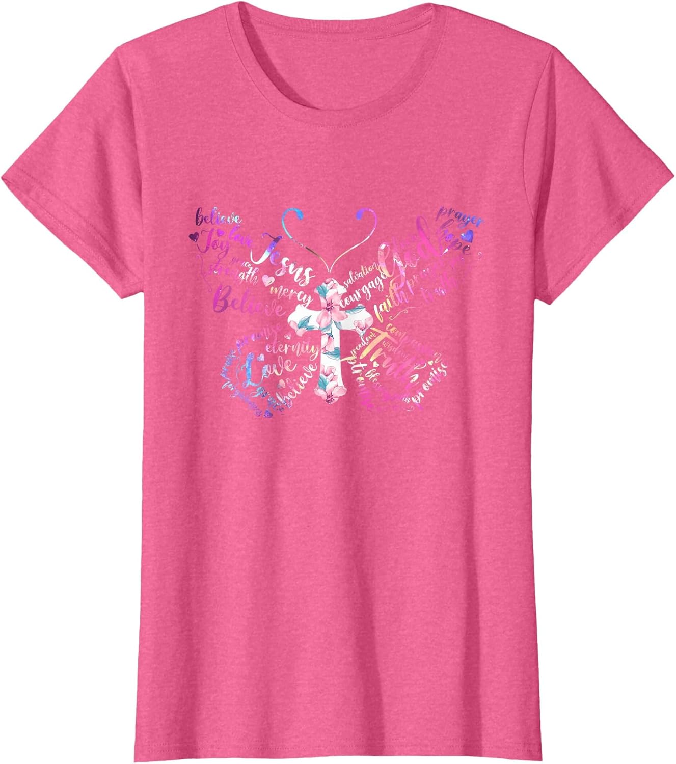 Butterfly Prayer Jesus Christian Cross Floral Pattern