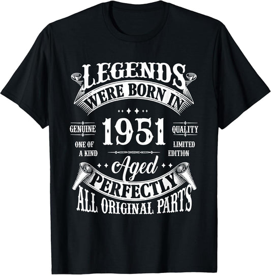 75th Birthday Shirt Vintage Born in 1951 75 Years Old B-Day