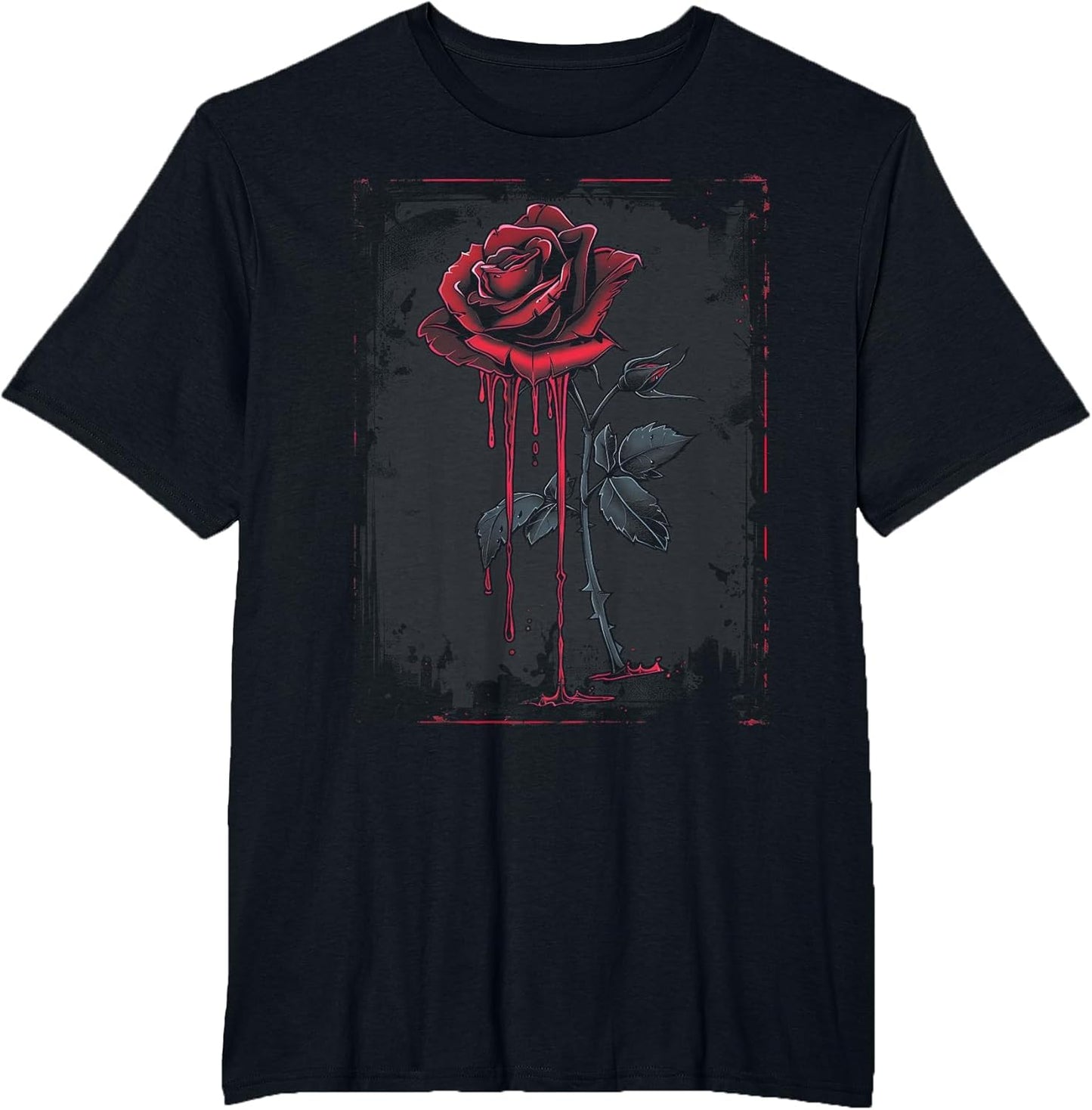 Anime Goth Withered Rose Blood Gothic Art Punk Vintage Edgy
