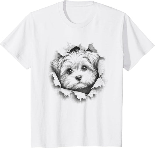 Cute Morkie Dog Peeking Design