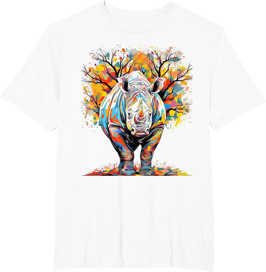 Rhino Animal Nature Motif Colorful Abstract Rhino