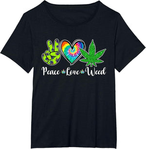 Peace Love Weed Marijuana Tie Dye Cannabis 420 Stoner